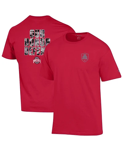 Champion Men's Scarlet Ohio State Buckeyes Our Honor Defend Shield T-Shirt
