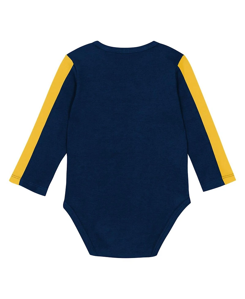 Outerstuff Baby Boys and Girls 3-Piece Navy/Maize Michigan Wolverines Double Down Creeper Pants Set