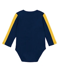 Outerstuff Baby Boys and Girls 3-Piece Navy/Maize Michigan Wolverines Double Down Creeper Pants Set