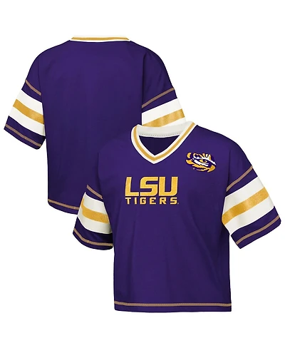 Outerstuff Big Girls Purple Lsu Tigers Gridiron Jersey V-Neck T-Shirt
