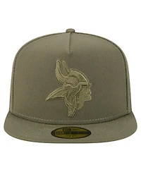 New Era Men's Olive Minnesota Vikings Color Pack A-Frame 59FIFTY Fitted Hat