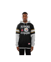 New Era Men's Black Pittsburgh Steelers Twofer Layered Long Sleeve Hoodie T-Shirt