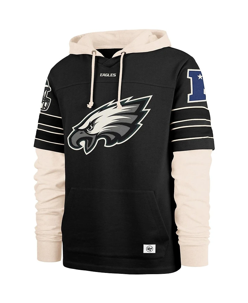 '47 Brand Men's Black Philadelphia Eagles Split Zone Cornerback Duo Hoodie