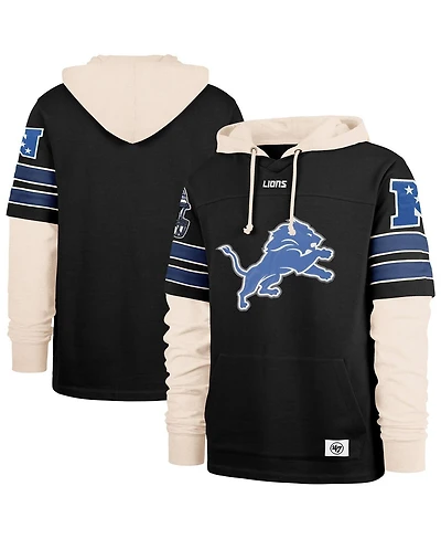 '47 Brand Men's Black Detroit Lions Split Zone Cornerback Duo Hoodie