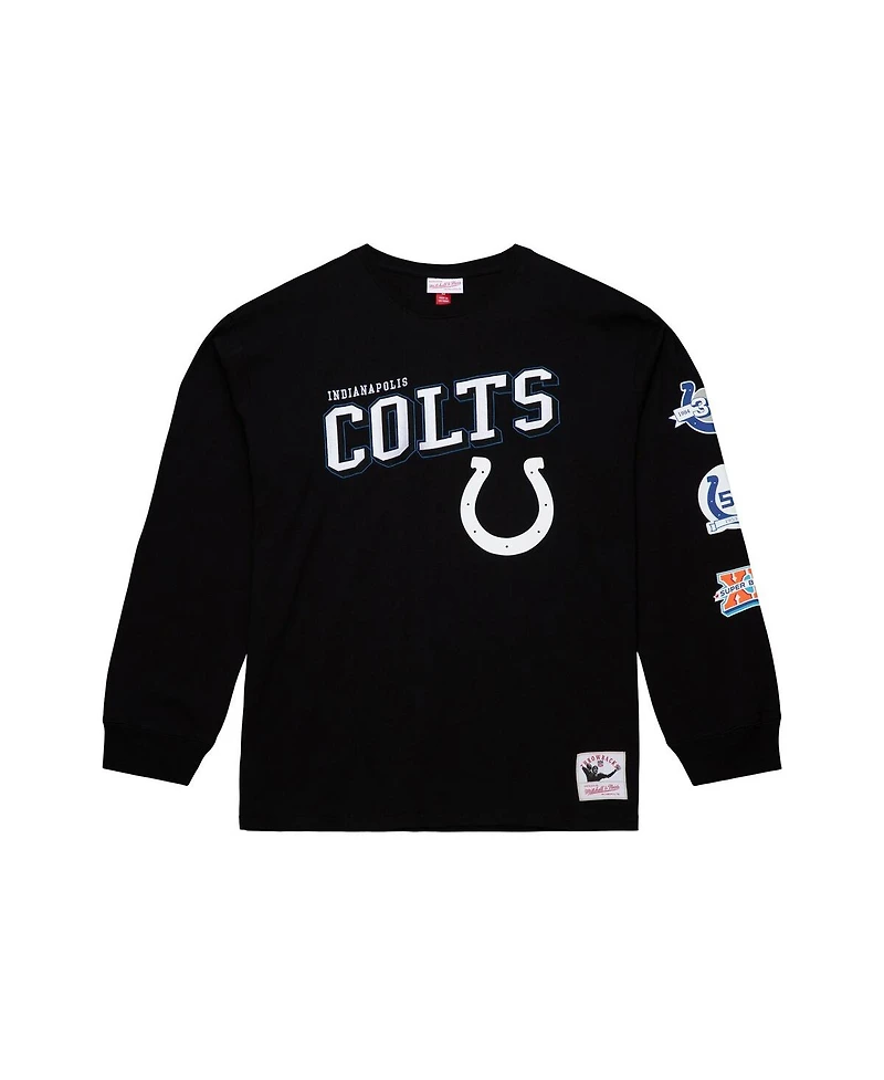 Mitchell & Ness Men's Black Indianapolis Colts Training Camp Vintage Logos Long Sleeve T-Shirt