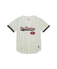 Mitchell & Ness Men's Jerry Rice Cream San Francisco 49ers Name Number Mesh Button-Up Baseball Jersey