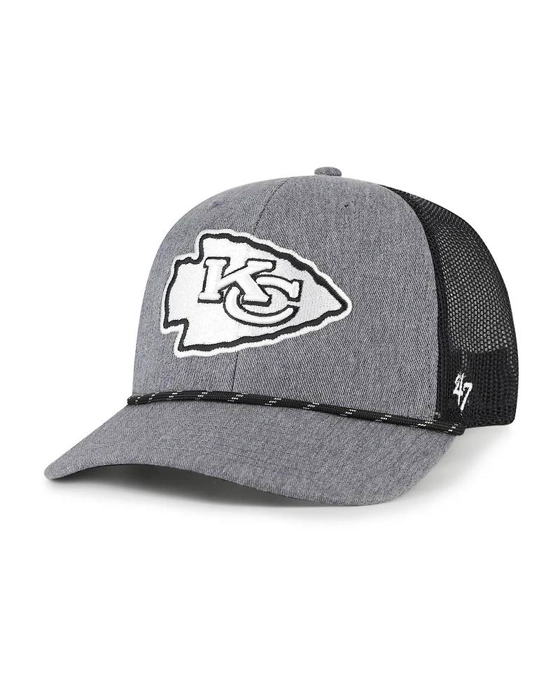 '47 Brand Men's Heather Charcoal Kansas City Chiefs Carbon Rope Trucker Adjustable Hat