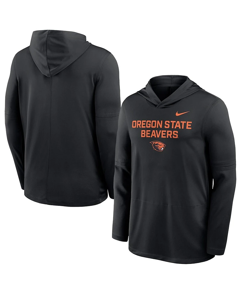 Nike Men's Black Oregon State Beavers 2025 Sideline Dri-fit Long Sleeve Hoodie T-Shirt