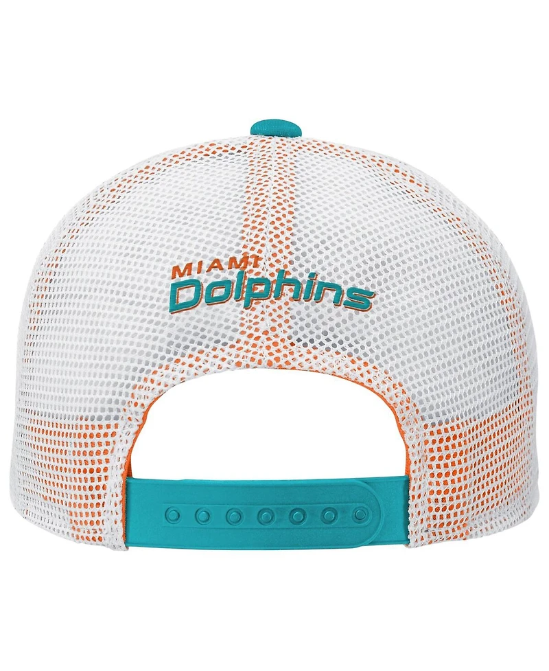 Outerstuff Big Boys and Girls Aqua Miami Dolphins Core Lockup Trucker Adjustable Hat