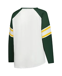 Fanatics Women's White Green Bay Packers Plus Size Redzone Lace Up Long Sleeve T-Shirt