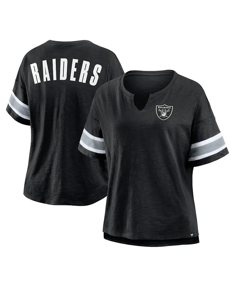Fanatics Women's Black Las Vegas Raiders Plus Size Redzone Notch Neck T-Shirt