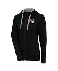Antigua Women's Black Pittsburgh Steelers Victory Full-Zip Hoodie
