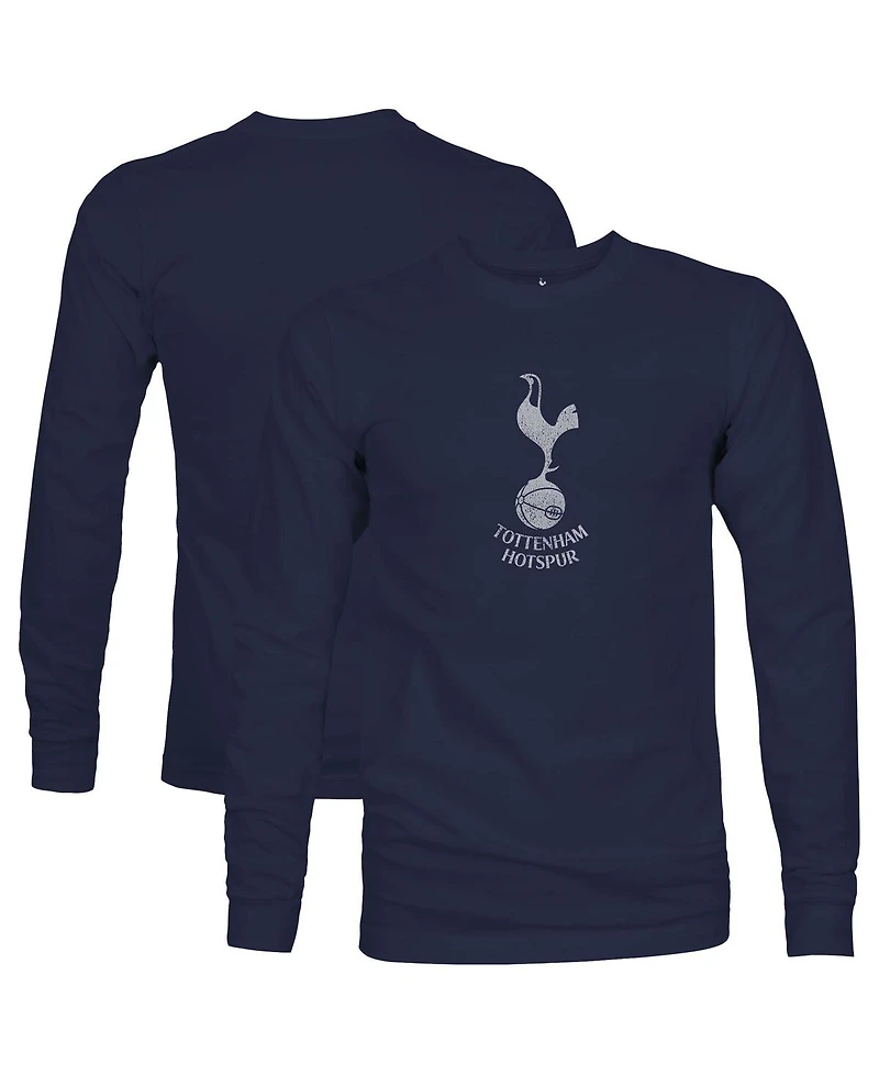1863FC Men's Navy Tottenham Hotspur Mono Badge Long Sleeve T-Shirt