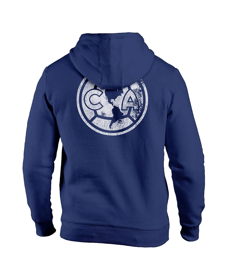 1863FC Men's Navy Club America Wordmark Fleece Pullover Hoodie