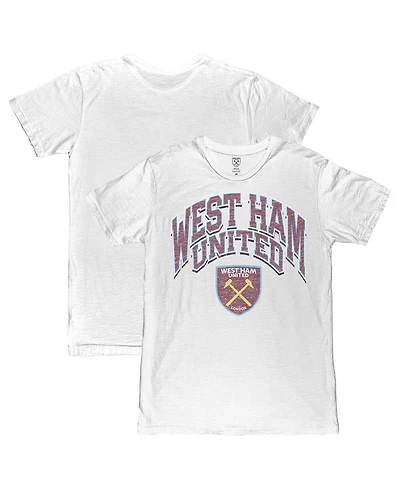 1863FC Men's White West Ham United Retro Wordmark Slub T-Shirt