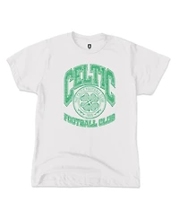1863FC Big Boys and Girls White Celtic Retro Wordmark T-Shirt
