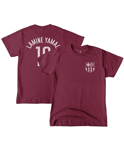 1863FC Big Boys and Girls Lamine Yamal Maroon Barcelona Player Name Number T-Shirt