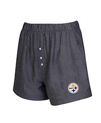 Concepts Sport Women's 2-Pack Charcoal Pittsburgh Steelers Stripes and Solids Boxer Shorts Set