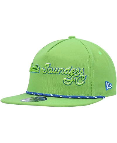 New Era Men's Rave Green Seattle Sounders Fc Script Golfer Adjustable Hat