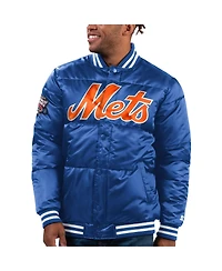 Starter Men's Royal New York Mets Bronx Satin Full-Snap Bomber Jacket