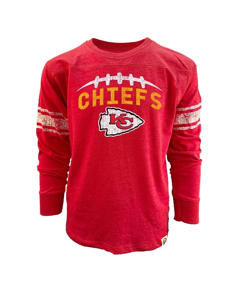 Wes & Willy Big Boys and Girls Red Kansas City Chiefs Football Long Sleeve T-Shirt