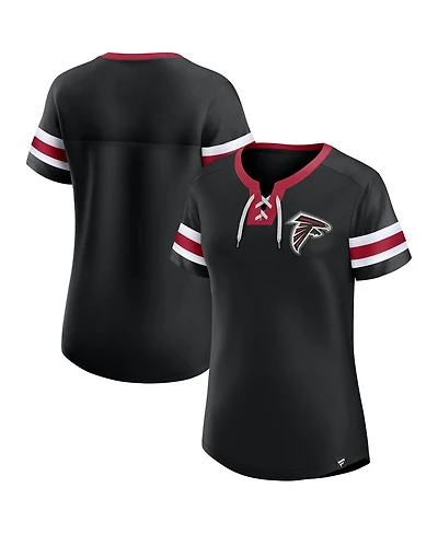 Fanatics Women's Black Atlanta Falcons Lace-Up Bling T-Shirt