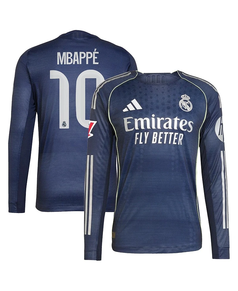 Adidas Men's Kylian Mbappe Blue Real Madrid 2025/26 Away Authentic Long Sleeve Player Jersey