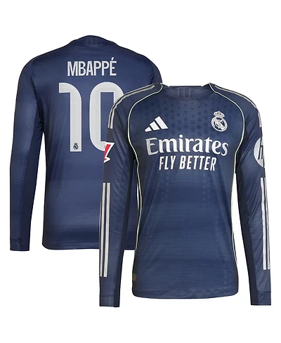 Adidas Men's Kylian Mbappe Blue Real Madrid 2025/26 Away Authentic Long Sleeve Player Jersey