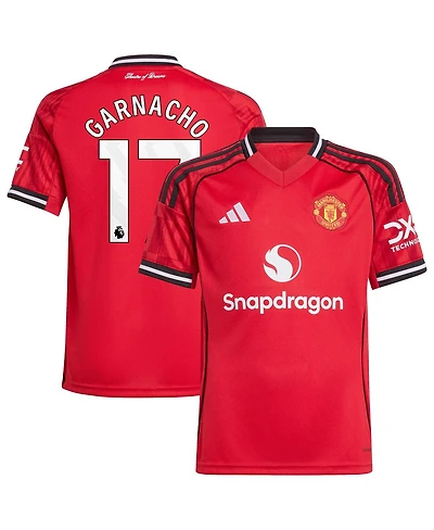 Adidas Big Boys and Girls Alejandro Garnacha Red Manchester United Home 2025/26 Replica Player Jersey