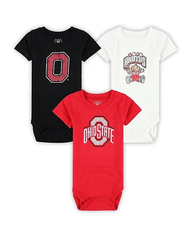 Wes & Willy Baby Boys and Girls 3-Pack Ohio State Buckeyes Bodysuit Set