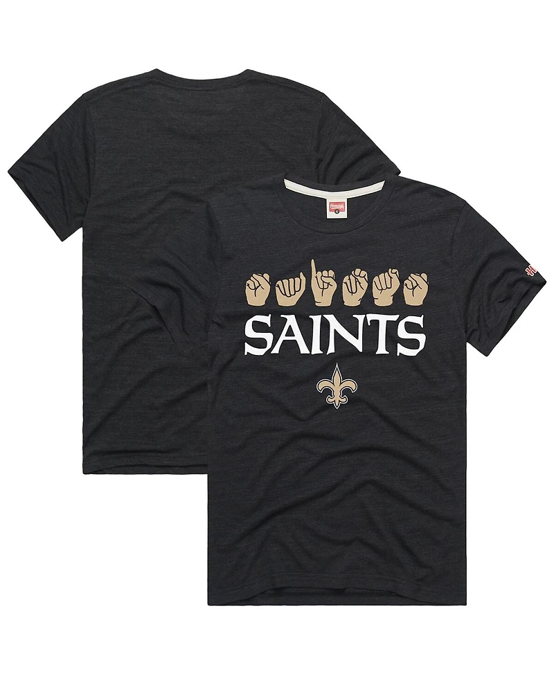 Homage Men's and Women's Black New Orleans Saints Nfl Asl Collection by Love Sign Tri-Blend T-Shirt