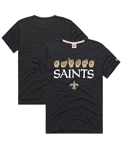 Homage Men's and Women's Black New Orleans Saints Nfl Asl Collection by Love Sign Tri-Blend T-Shirt