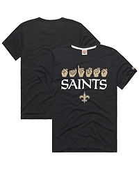 Homage Men's and Women's Black New Orleans Saints Nfl Asl Collection by Love Sign Tri-Blend T-Shirt