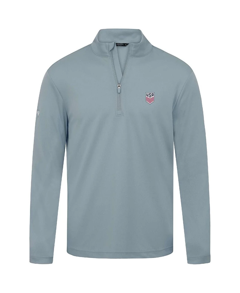 LevelWear Men's Gray Usmnt Heron Quarter-Zip Pullover Hoodie