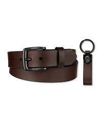 Levi's Men's Two-Tone Belt and Key Fob Set