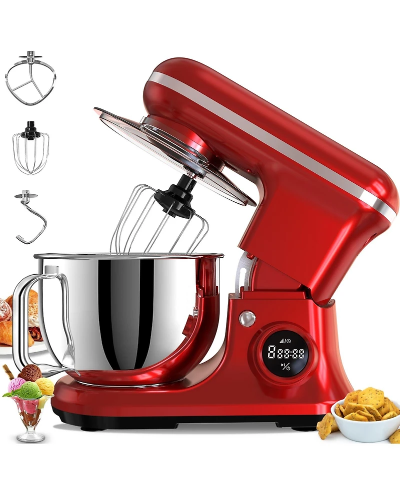 5.3 Qt Digital Display Stand Kitchen Food Mixer 8 Speed with Egg Whisk, Dough Hook & Flat Beater