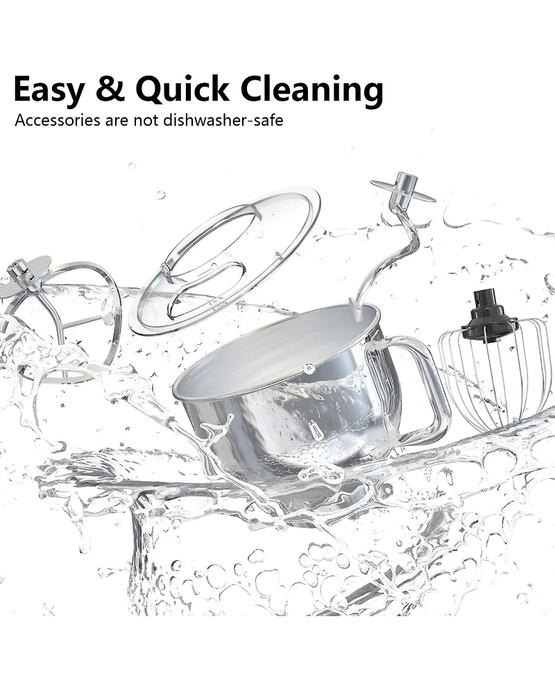 5.3 Qt Digital Display Stand Kitchen Food Mixer 8 Speed with Egg Whisk, Dough Hook & Flat Beater