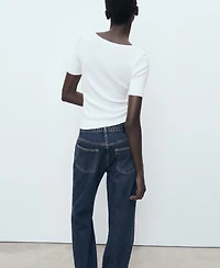 Mango Women's Mixed Ribbed Sweater