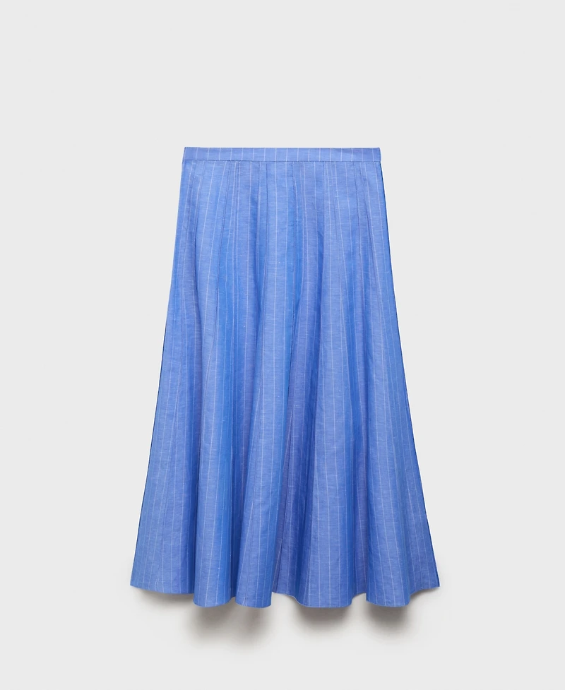 Mango Women's Striped Linen-Blend Skirt