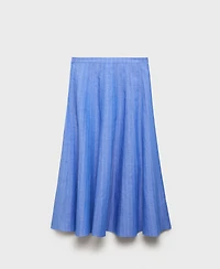 Mango Women's Striped Linen-Blend Skirt