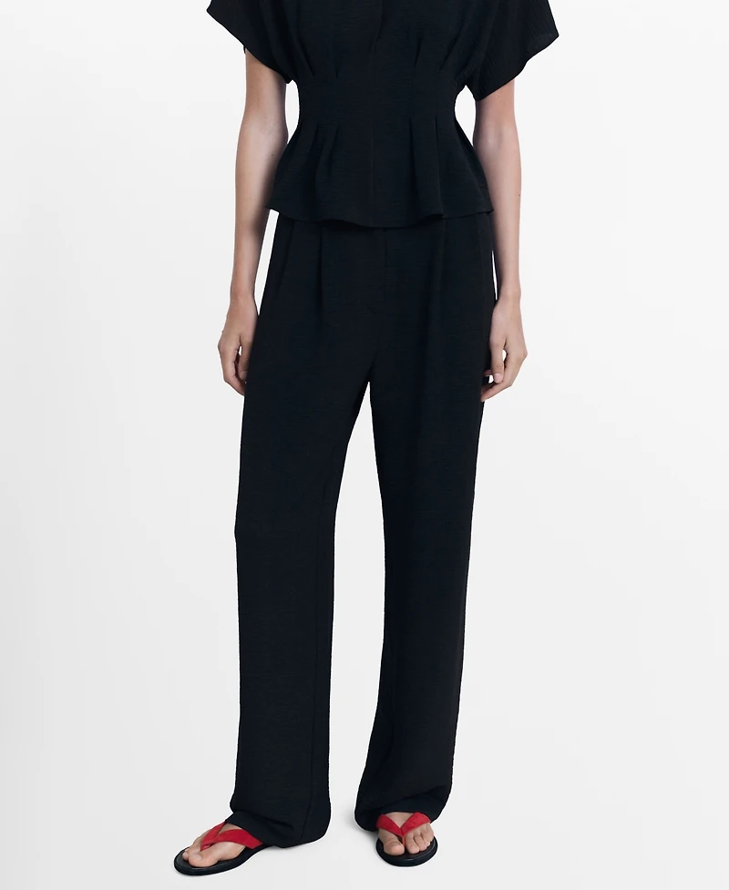 Mango Women's Straight-Fit Pleated Pants