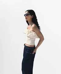 Mango Women's Ruffles Strapless Top