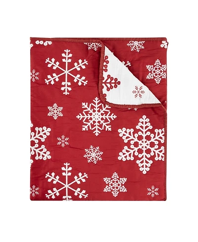Greenland Home Fashions Snowflakes Jacquard Woven Reversible Holiday Throw, 50" x 60"