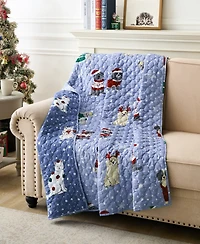 Greenland Home Fashions Winter Whiskers Pet Lover's Reversible Holiday Throw, 50" x 60"