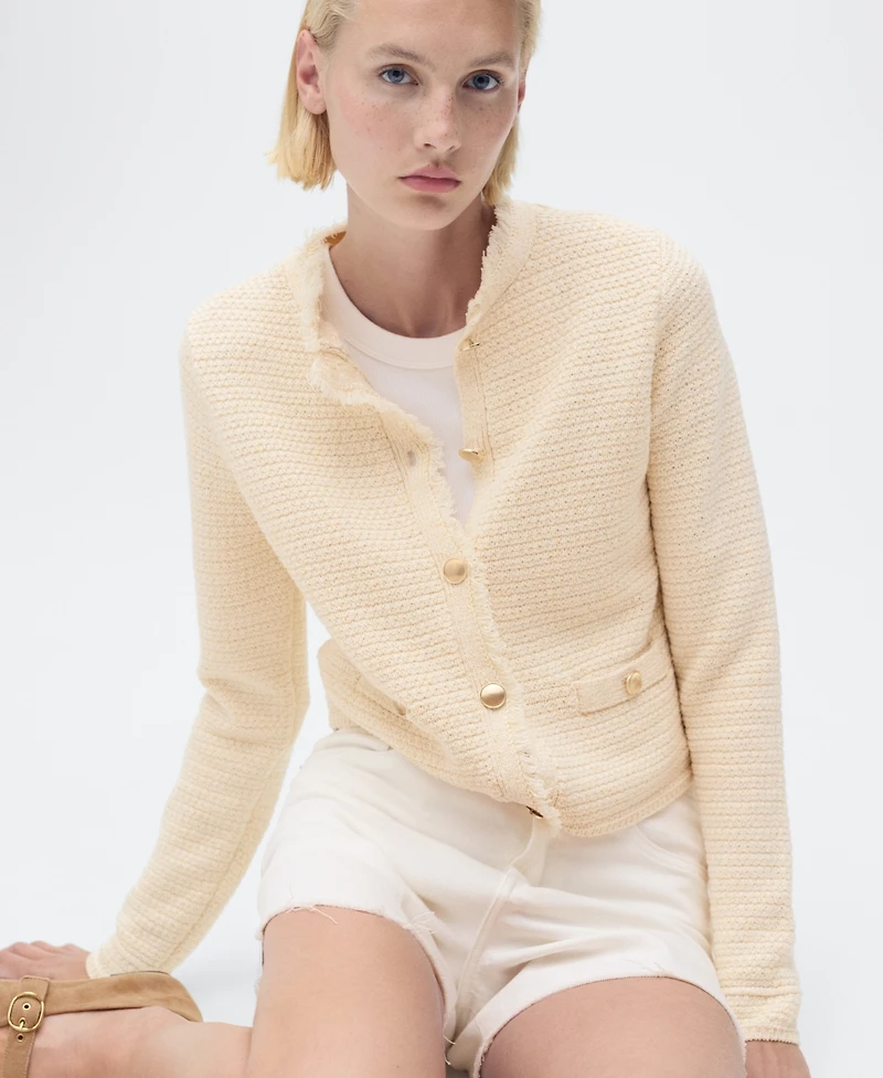 Mango Women's Frayed Ends Knitted Cardigan