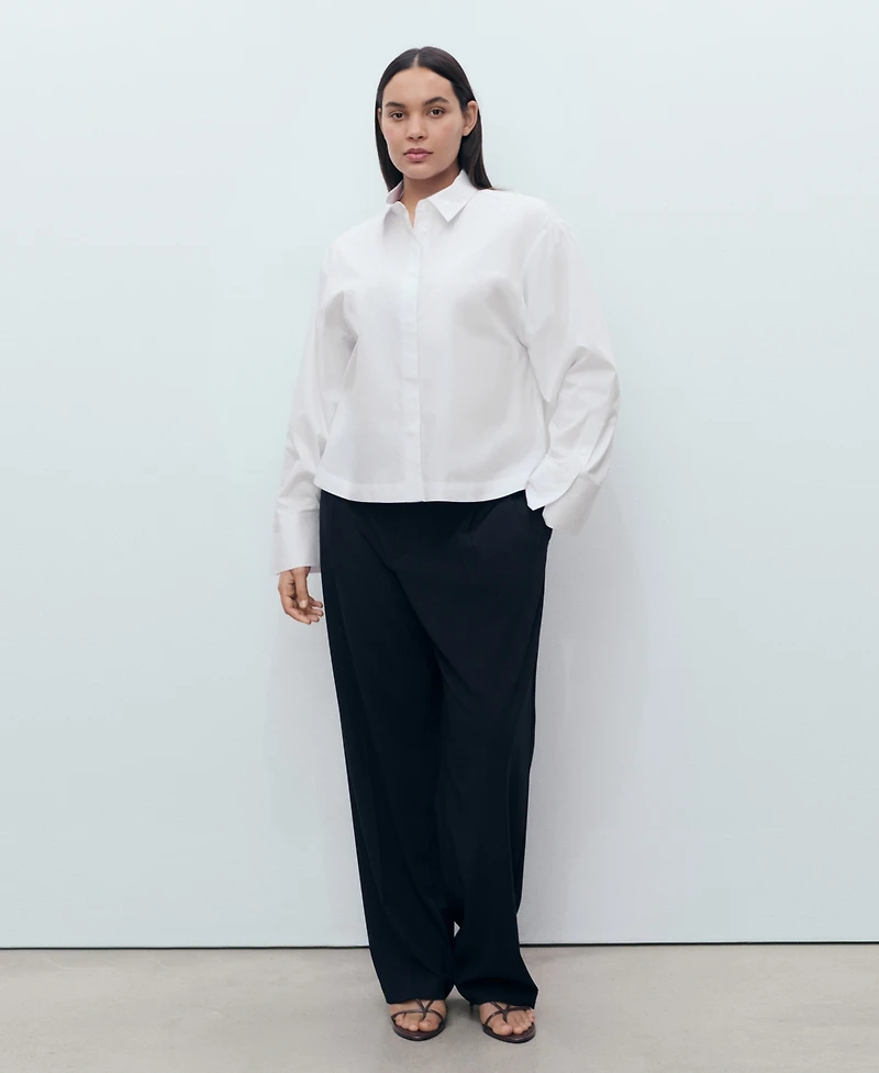 Mango Women's Crop Poplin Shirt