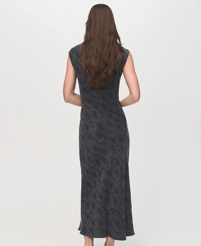 Mango Women's Satin Floral Jacquard Dress