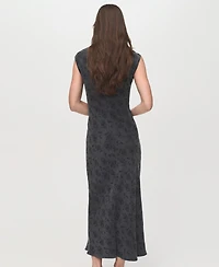 Mango Women's Satin Floral Jacquard Dress