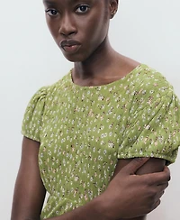 Mango Women's Floral-Print Pleated Dress