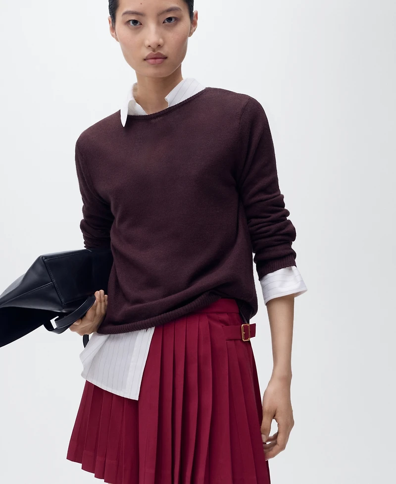 Mango Women's Buckles Pleated Skirt